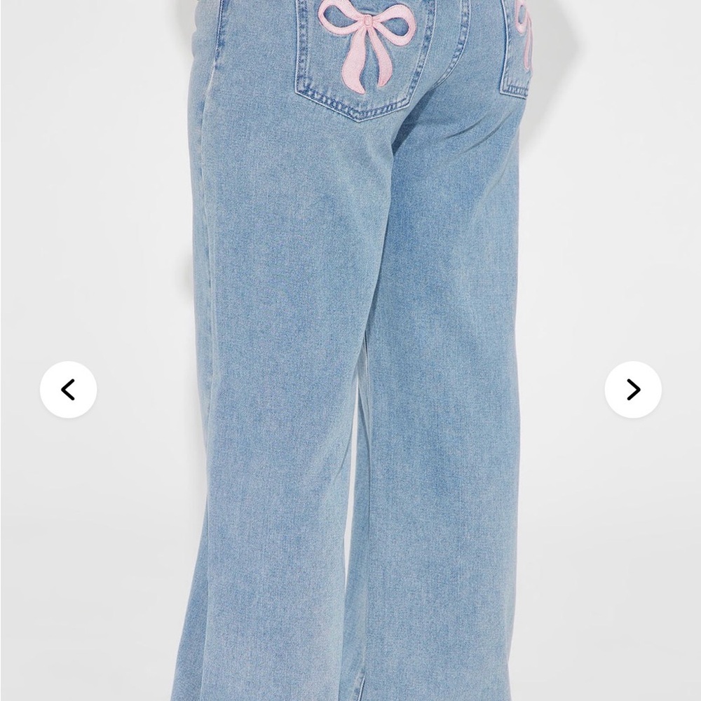 Stylish Blue Jeans with Pink Bow Detail - Picture 2 of 10